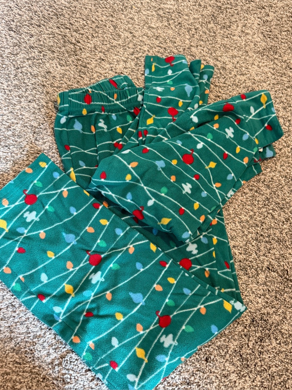 Gymboree Girls Christmas Pajama Set Green Holiday Fleece Button Up Sz 10 12